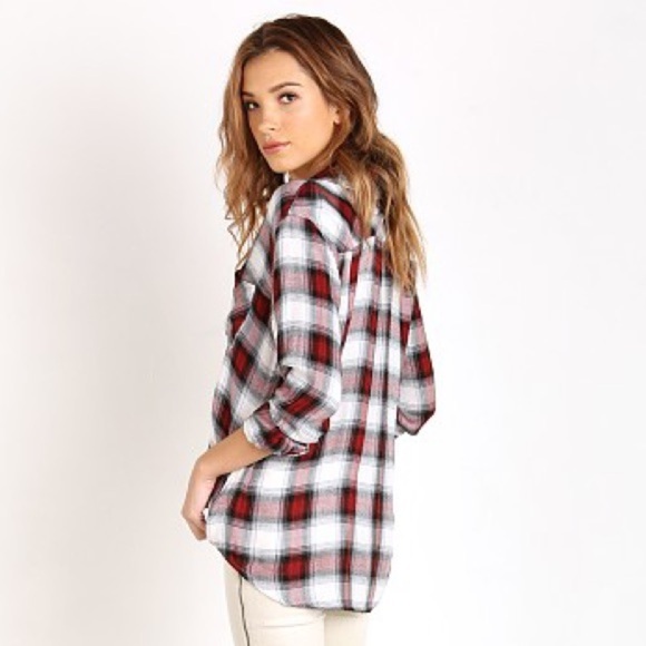 Anthropologie Ash and Ember Button Down front Shirt Plaid Flannel Size XS - Picture 16 of 16
